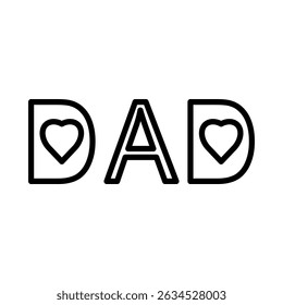 Esbozó letras 'DAD' con corazones dentro de ambos Ds.