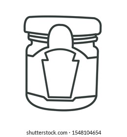 outlined linar small glass jam for ketchup, mayonnaise, mustard for room service in hotels-black vector. 