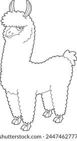 Personaje de dibujos animados animal de llama esquematizado. Vector Dibujado A Mano Ilustración Aislado Sobre Fondo Transparente