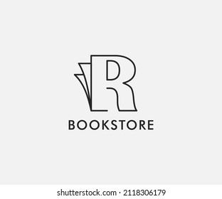 letra de logotipo resumida plantilla de diseño de logotipo de la tienda de libros R, utilizable para la tienda en línea