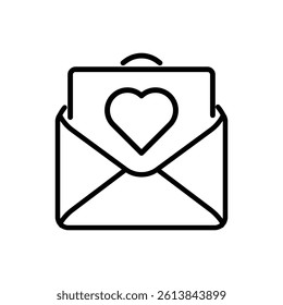 Outlined love email icon for romantic messages