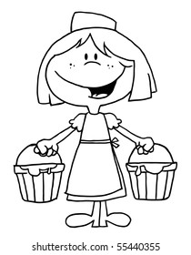 Outlined Maid With Milk