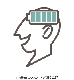 Outlined male face profile with full battery symbol