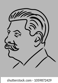 Outlined man with mustache on grey background
