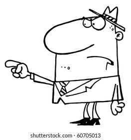 Outlined Man Pointing The Blame