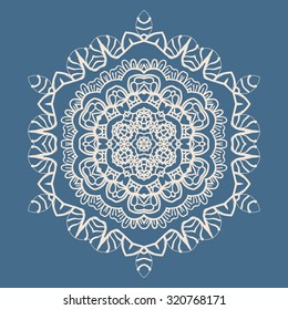 Outlined Mandala Background for greeting card, Brochure, Card or Invitation with Islamic, Arabic, Indian, Ottoman, Asian motifs. Abstract Retro Stylized flowers wallpaper Seamless Blue Color