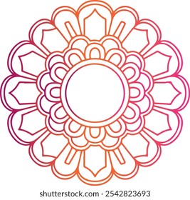 Outlined Mandala Design with Flower Motif