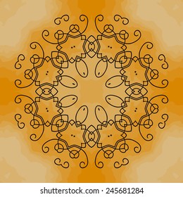 Outlined mandala. Henna coloured background