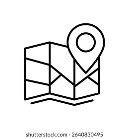 Outlined Map with Location Marker Icon Thin Line Symbol for GPS and Direction Use - Powered by Shutterstock - Get 15% off with code: PIKWIZARD15