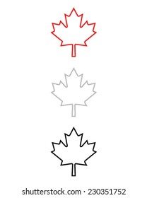 Outlined Maple Leaf Set - Vector