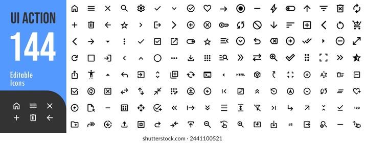 Outlined Material Design Icons for UI Symbols