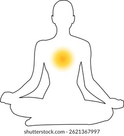 Figura de meditación delineada con plexo solar
