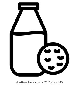 Leche esquematizada con galleta - icono plano y moderno