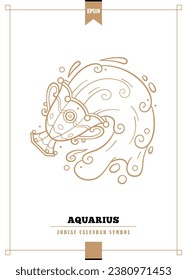 Ilustración zodiacal moderna para el signo de Aquarius. Ilustración vectorial.