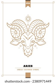 Outlined modern zodiacal illustration for Aries sign. Vector illustration.