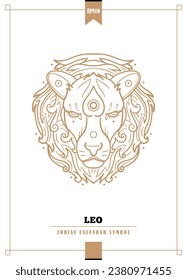 Outlined modern zodiacal illustration for Leo sign. Vector illustration.