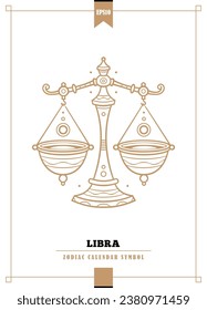 Outlined modern zodiacal illustration for Libra sign. Vector illustration.