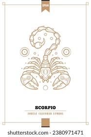Outlined modern zodiacal illustration for Scorpio sign. Vector illustration.