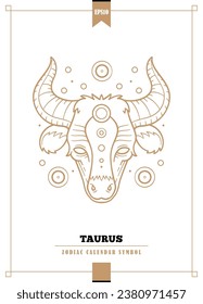 Outlined modern zodiacal illustration for Taurus sign. Vector illustration.
