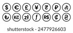 Outlined Money currency icon set. Currency exchange icon vector illustration.