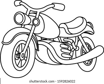 Outlined Motorcycle. Vector Line Art Illustration Coloring Page.