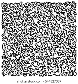 Outlined non figurative random lines forming a strict, albeit harmonious linear design 