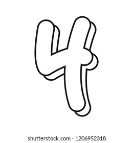 outlined number four on white background