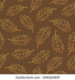 outlined oak tree leaves seamless pattern repeatable texture swatch