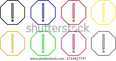Outlined Octagon Alert Icons — Multicolor Exclamation Marks