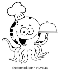 Outlined Octopus Chef