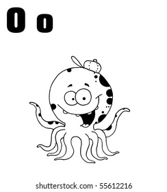 Outlined Octopus With Letters O