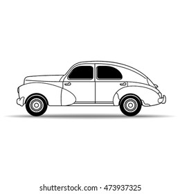 outlined old classic car in 1950-vector drawing