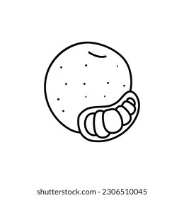 Outlined orange, star fruit doodles,  line art vector illustration.