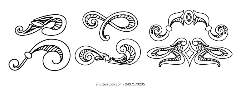 Outlined ornaments collection in black colour