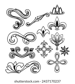 Outlined ornaments collection in black colour