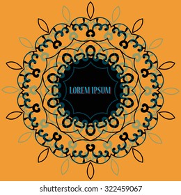 Outlined ornate mandala and round frame for text. Retro Ornate Mandala based design  for greeting card, Brochure, Card or Invitation with Islamic, Arabic, Indian, Ottoman, Asian motifs.