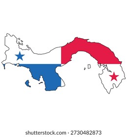 Mapa delineado de Panamá lleno de diseño de bandera para imágenes del orgullo nacional