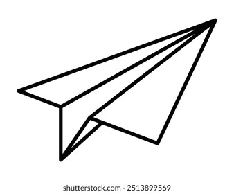 Outlined paper airplane icon. Vector illustration symbolizing travel, communication, or creativity. Editable stroke.