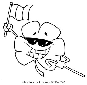 Outlined Patriotic Clover