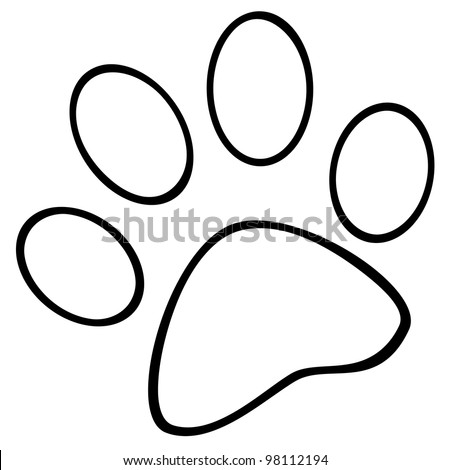 Outlined Paw Print. Vector Illustration