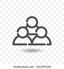 Outlined people icon on transparent background.