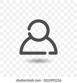Outlined person icon on transparent background.