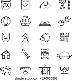 Outlined PETS icon set in a white background
