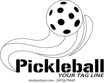 Outlined PickleBall Graphic Logo Design. Vector Hand Drawn Illustration Isolated On Transparent Background