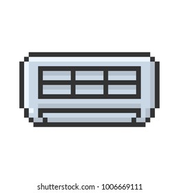 Outlined pixel icon of air conditioner. Fully editable