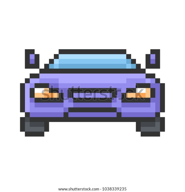 Outlined pixel icon of\
car. Fully editable