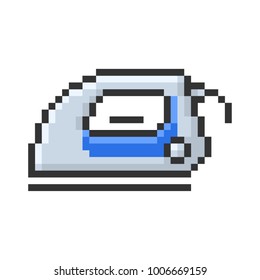 Outlined pixel icon of electric iron. Fully editable