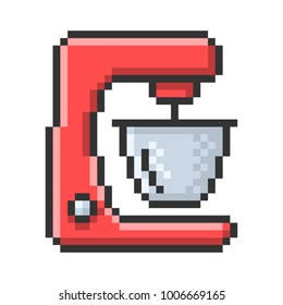 Outlined pixel icon of a food processor. Fully editable