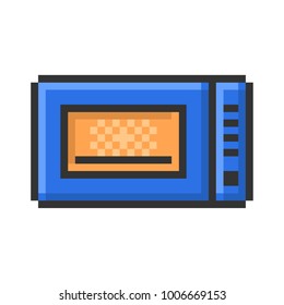 Outlined pixel icon of microwave. Fully editable