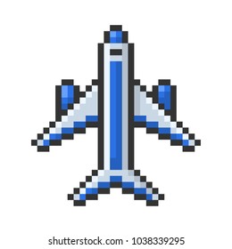 Outlined pixel icon of plane. Fully editable